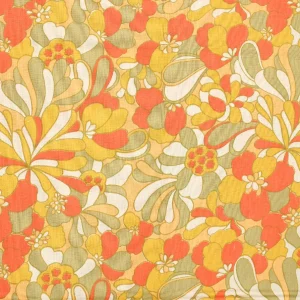 90*135 レトロ サイケデリック 花 オレンジ ベージュ