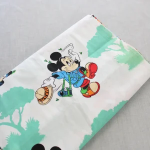 155*150 シーツ解体生地 ミッキー グーフィー キャンプ グリーン