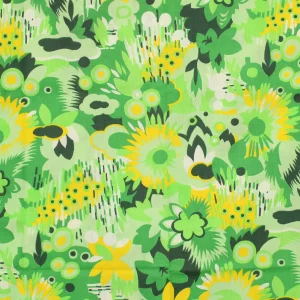 85*135 レトロ サイケ 明るい グリーン イエロー 花 植物