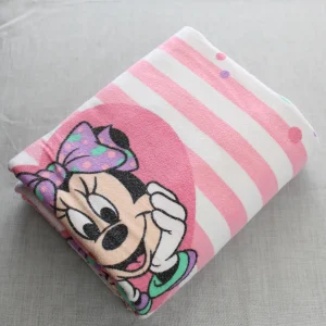 ネル フラット ミニー ピンクストライプ ロゴ ハート