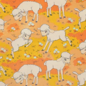 キッズ布団カバー ヒツジ オレンジ レトロアニマル
