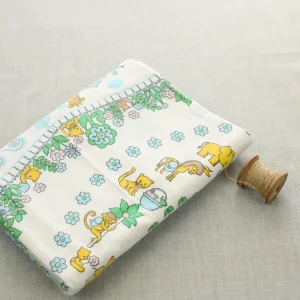 キッズ布団カバー アニマルトレイン 動物園 テディベア 小花 ブルー