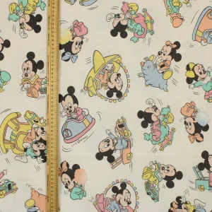 120*110 シーツ解体生地  ベビー ミッキー ミニー のりもの パステル