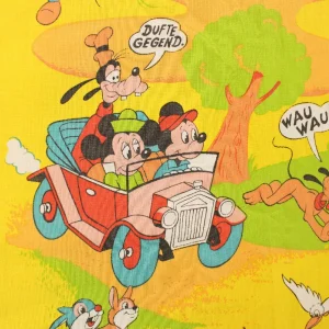 125*110 シーツ解体生地  ミッキー＆フレンズ 三匹のこぶた イエロー 風船