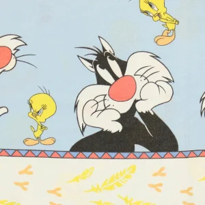 布団カバー シルベスター＆トゥイーティー 水色 ストライプ