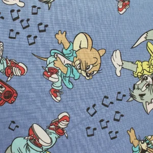 130*180 シーツ解体生地  トムとジェリー ラジカセ 音符