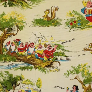 カーテン  白雪姫と七人の小人 アイボリー レトロ