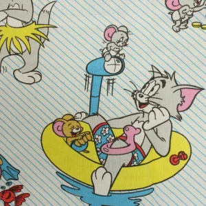 80*125 シーツ解体生地  トムとジェリー ストライプ パラシュート 宝箱