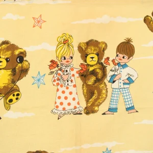 カーテン 45*125 テディベア 少年少女 レトロ ベージュ