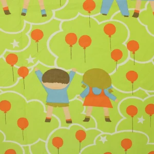 カーテン 110*175 子供 風船 オレンジ グリーン