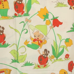 キッズ布団カバー てんとう虫 小人 レトロ チューリップ