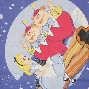 175*95 シーツ解体生地  不思議の国のアリス 青 しゃぼん