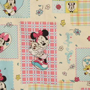 布団カバー ミニー ワッペン チェック 花 A