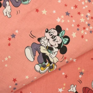 130*180 シーツ解体生地  ミッキー ミニー 星ダンス ピンク