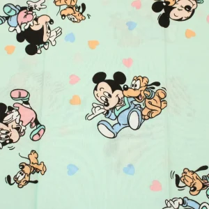 未使用 ベビー布団カバー ミッキー ミニー エメラルドグリーン