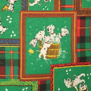 ベッドカバー 101匹わんちゃん タータン 赤 スカラップ