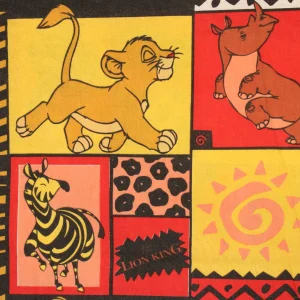 150*110 シーツ解体生地  こどもシンバ 赤 黒 アニマル