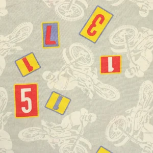 80*85 レトロポップ バイク 数字 モトクロス グレー