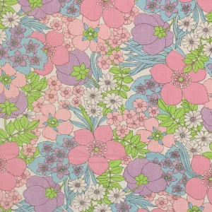 50*55 レトロ かわいい 花 植物 ピンク ブルー
