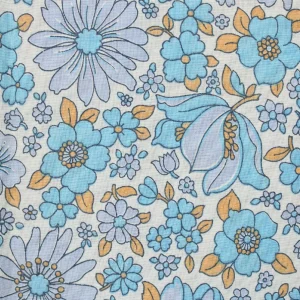 50*60 レトロ 水色の花 ブルー