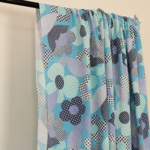 80*60 レトロ 花 ドット ブルー
