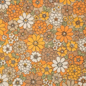 50*65 レトロ 小花 かわいい オレンジ ブラウン 花畑
