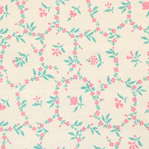 45*60 かわいい 小花 ピンク グリーン パターン