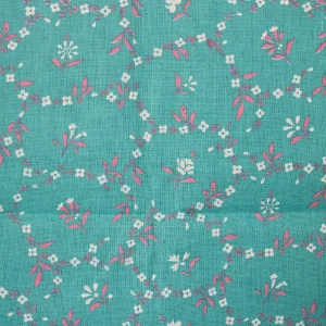 45*65 かわいい 小花 グリーン ピンク パターン